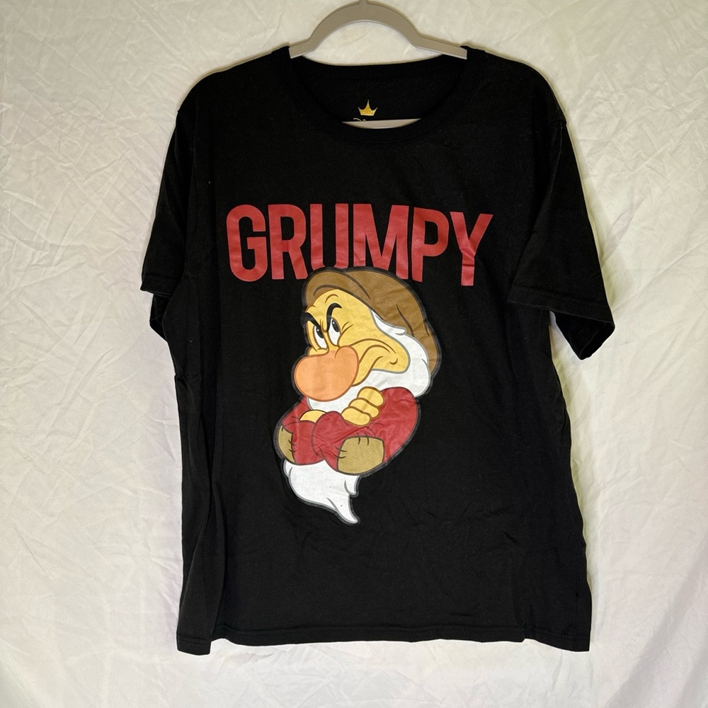 Disney Grumpy Graphic T-Shirt Black Short Sleeve Large